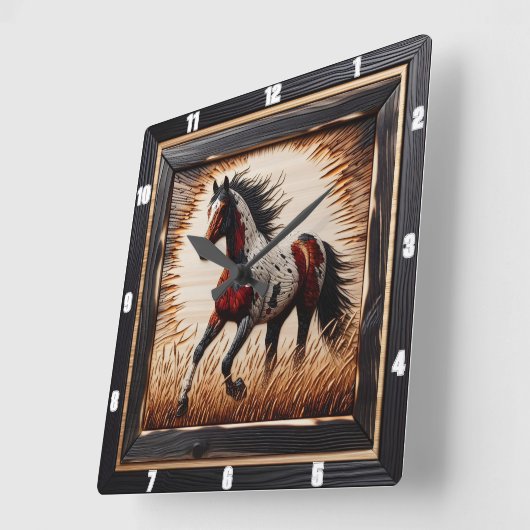 原絵を描素朴木カスタム材 スクエア壁時計 (傾斜)