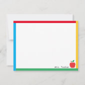 原色と縁ど先生アップルカワイイクラシック ノートカード (正面)