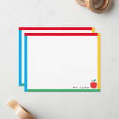 原色と縁ど先生アップルカワイイクラシック ノートカード (正面/裏面インサイチュ)