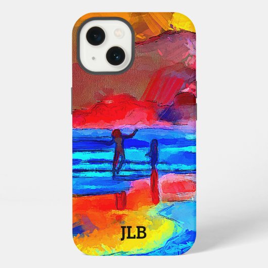 原色のハッピー ビーチ ダンサー iPhoneケース (裏面)