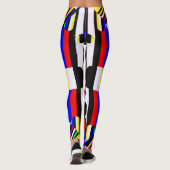 原色の形の幾何学的ではっきりしたなプリントのファッション レギンス (裏面)