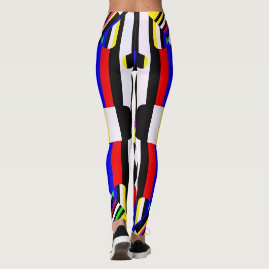 原色の形の幾何学的ではっきりしたなプリントのファッション レギンス (裏面)