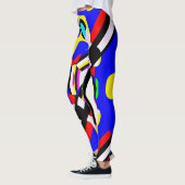 原色の形の幾何学的ではっきりしたなプリントのファッション レギンス (左)