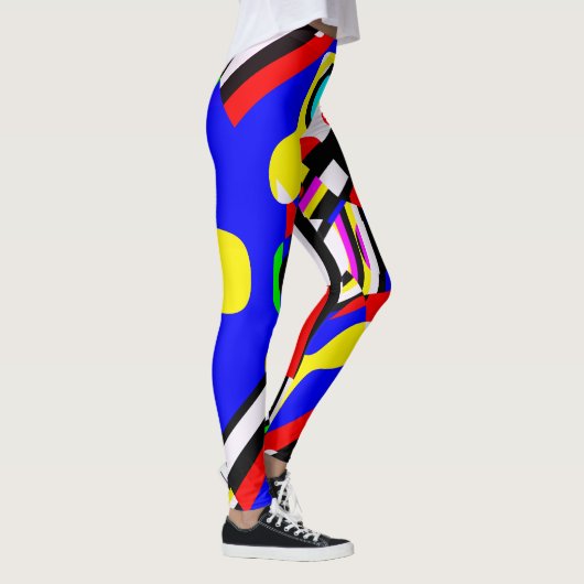 原色の形の幾何学的ではっきりしたなプリントのファッション レギンス (右)