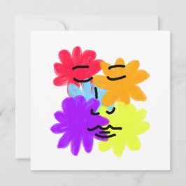 原色の抽象的な顔と花