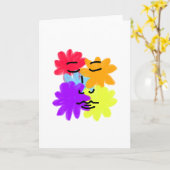 原色の抽象的な顔と花 カード (黄色い花)