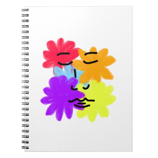 原色の抽象的な顔と花 ノートブック (正面)