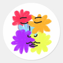 原色の抽象的な顔と花