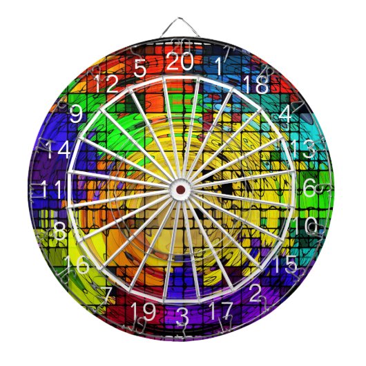 原色の抽象芸術の波紋 ダーツボード (正面)