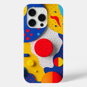原色の明るい3D形状 iPhone 15 PROケース