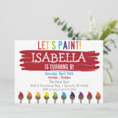 原色の絵画の誕生日のパーティの招待状 招待状 (スタンド正面)