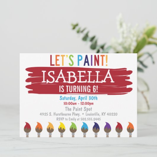 原色の絵画の誕生日のパーティの招待状 招待状 (スタンド正面)