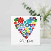 原色の花のハートのベビーシャワーの招待状 招待状 (スタンド正面)