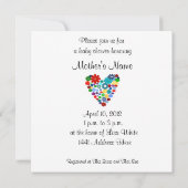 原色の花のハートのベビーシャワーの招待状 招待状 (裏面)