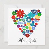 原色の花のハートのベビーシャワーの招待状 招待状 (正面)