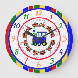 原色のChooかわいいChooの列車 ラージ壁時計