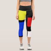 原色カラーブロックハイウェイストキャプリス カプリレギンス (正面)