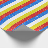 原色クレヨンのストライプ ラッピングペーパー (角)