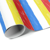 原色クレヨンのストライプ ラッピングペーパー (ロールコーナー)