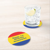 原色パーティー子供の誕生日 ラウンドペーパーコースター (インサイチュ)