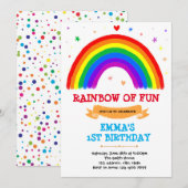 原色レインボー誕生日 招待状 (正面/裏面)