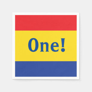 原色レッドイエローブルー1st誕生日パーティー スタンダードカクテルナプキン