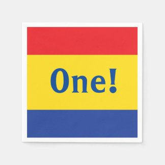 原色レッドイエローブルー1st誕生日パーティー スタンダードカクテルナプキン