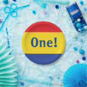 原色レッドイエローブルー1st誕生日パーティー ペーパープレート (パーティー)