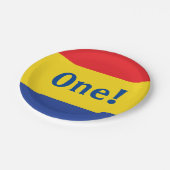 原色レッドイエローブルー1st誕生日パーティー ペーパープレート (アングル)