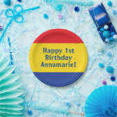 原色レッドイエローブルー1st誕生日パーティー ペーパープレート (パーティー)