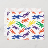 原色ヴィンテージ二面飛行機パターン ポストカード (正面/裏面)
