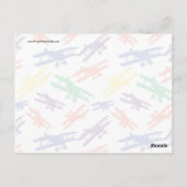 原色ヴィンテージ二面飛行機パターン ポストカード (裏面)