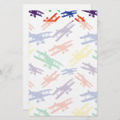 原色ヴィンテージ二面飛行機パターン 便箋 (正面/裏面)
