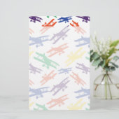 原色ヴィンテージ二面飛行機パターン 便箋 (スタンド正面)