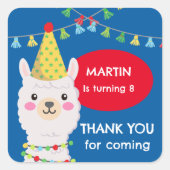 原色可愛いラマ広場ステッカー スクエアシール (正面)