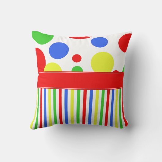 原色明るい子供のモノグラム クッション (裏面)