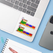 原色木製玩具列車 シール (ノートパソコンとiPhone)