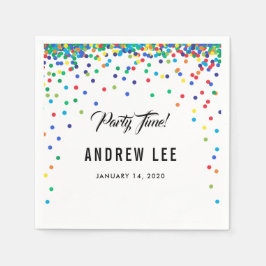 原色紙吹雪振りかける誕生日パーティー スタンダードカクテルナプキン