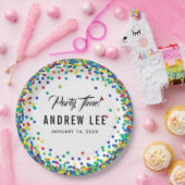 原色紙吹雪振りかける誕生日パーティー ペーパープレート (パーティー)