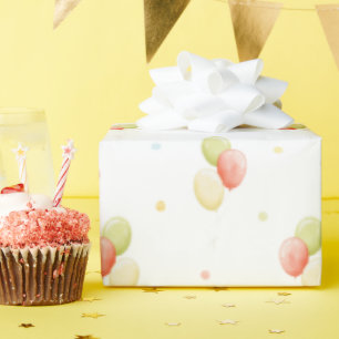 原色誕生日バルーンの折り返し紙 ラッピングペーパー