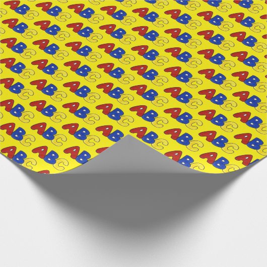 原色黄色ABCアルファベット文字先生 ラッピングペーパー (角)