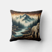 原野の渓流に近いベンガルタイガース クッション (裏面)