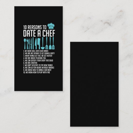 厨房おもしろいシェフデートすることユーモア独身の調理師 名刺 (正面/裏面)