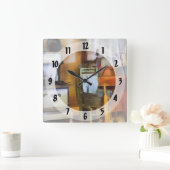 厨房における洗濯乾燥 スクエア壁時計 (ホーム)