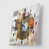 厨房における洗濯乾燥 スクエア壁時計 (傾斜)