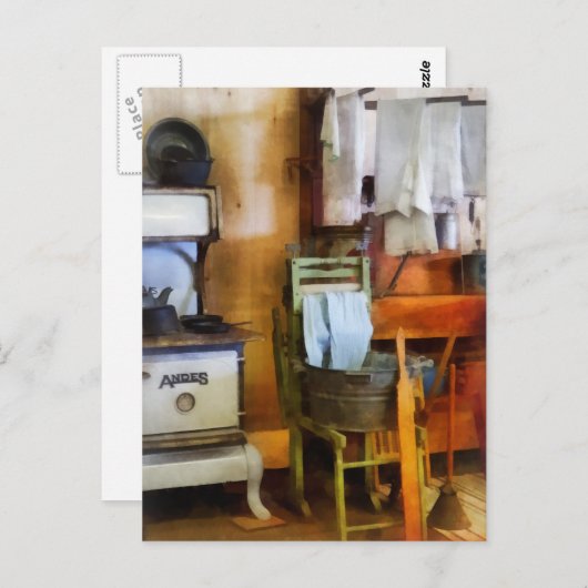 厨房における洗濯乾燥 ポストカード (正面/裏面)