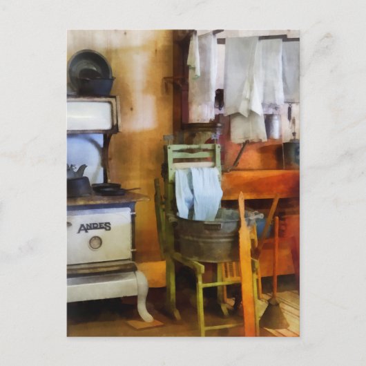 厨房における洗濯乾燥 ポストカード (正面)