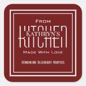 厨房パーソナライズされた自家製レッドフードラベルから スクエアシール (正面)