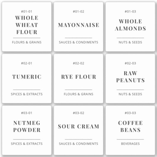 厨房ミニマル食器用食品保管団体や組織 シール (正面)