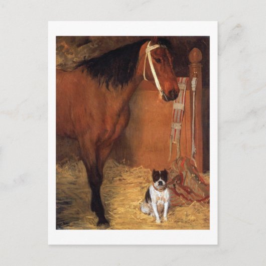 厩舎で馬の犬エドガー・ガスのはがき ポストカード (正面)
